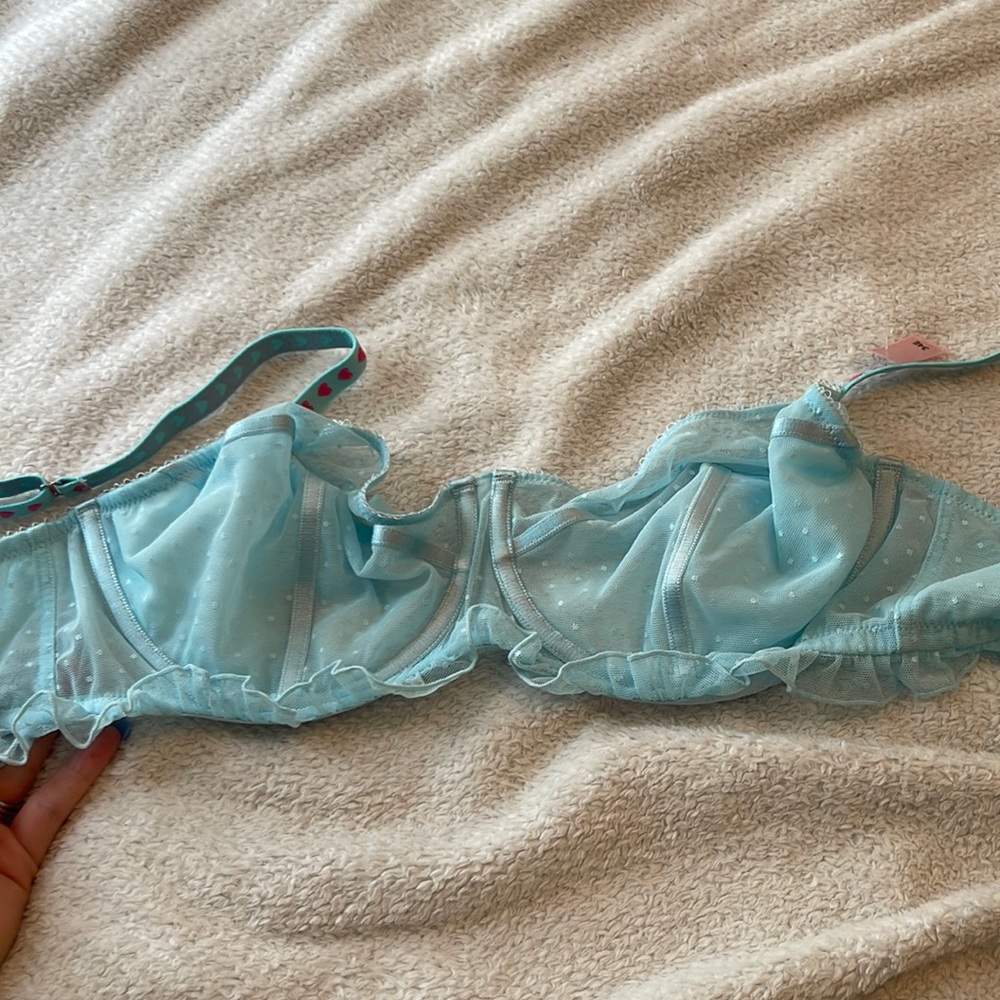 Baby blue see through bra